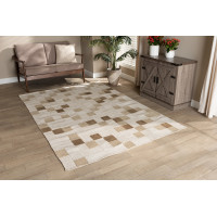 Baxton Studio Barbon-BeigeIvory-Rug Baxton Studio Barbon Modern and Contemporary Ivory and Beige Handwoven PET Yarn Indoor and Outdoor Area Rug